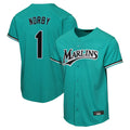 Yuxns M.Marlins #1 Connor Norby Player Teal  Home Game Stitched Jerseys