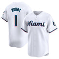 Yuxns M.Marlins #1 Connor Norby Player White  Home Limited Stitched Jerseys