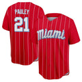 Yuxns M.Marlins #21 Graham Pauley Player Red City Connect Home Game Stitched Jerseys