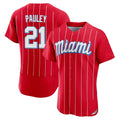 Yuxns M.Marlins #21 Graham Pauley Player Red City Connect Home Limited Elite Stitched Jerseys
