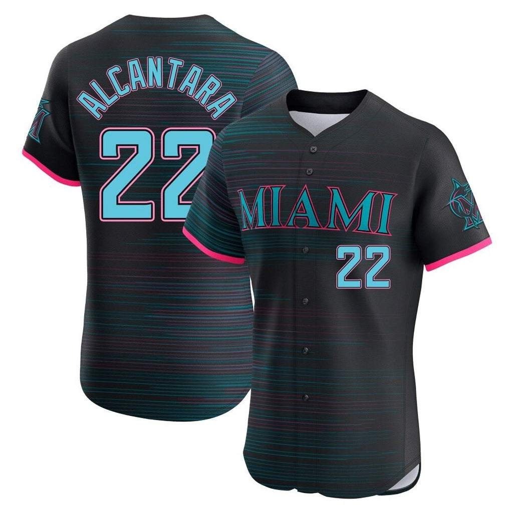 Yuxns M.Marlins #22 Sandy Alcantara Player Black City Connect Home Limited Elite Stitched Jerseys