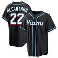 Yuxns M.Marlins #22 Sandy Alcantara Player Black Fashion Out Home Game Stitched Jerseys