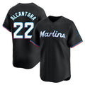 Yuxns M.Marlins #22 Sandy Alcantara Player Black  Home Limited Stitched Jerseys