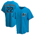 Yuxns M.Marlins #22 Sandy Alcantara Player Blue Home Game Stitched Jerseys