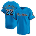 Yuxns M.Marlins #22 Sandy Alcantara Player Blue Home Limited Stitched Jerseys