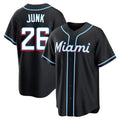 Yuxns M.Marlins #26 Janson Junk Player Black Fashion Out Home Game Stitched Jerseys