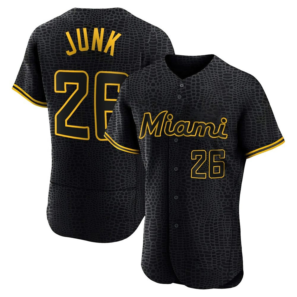Yuxns M.Marlins #26 Janson Junk Player Black Snake Skin City Home Limited Elite Stitched Jerseys