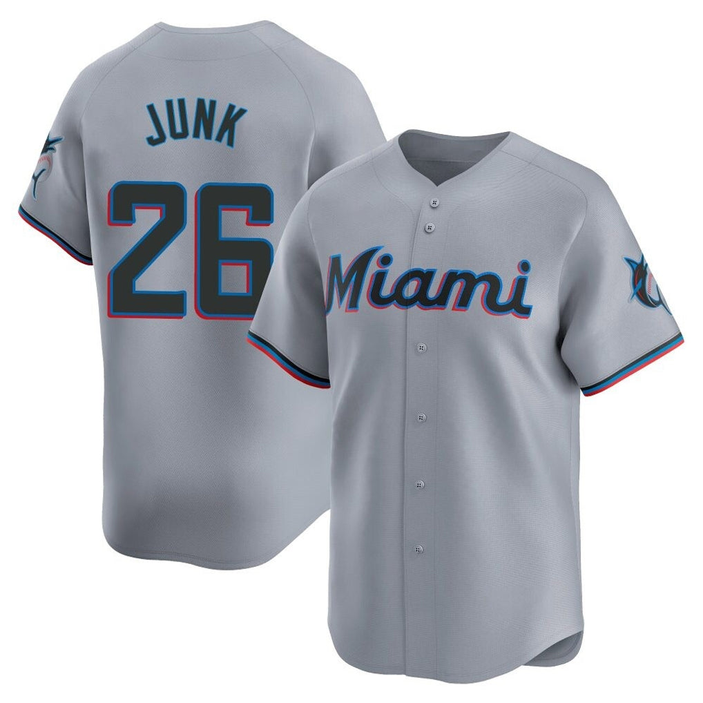 Yuxns M.Marlins #26 Janson Junk Player Gray Home Limited Stitched Jerseys