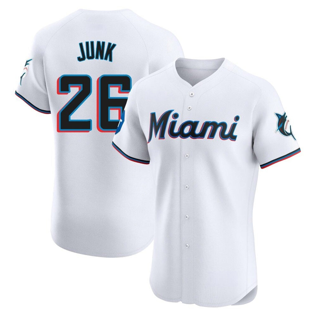 Yuxns M.Marlins #26 Janson Junk Player White  Home Limited Elite Stitched Jerseys