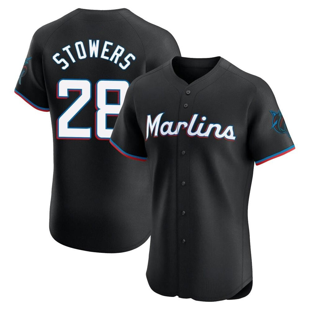 Yuxns M.Marlins #28 Kyle Stowers Player Black Vapor Home Limited Elite Stitched Jerseys