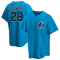 Yuxns M.Marlins #28 Kyle Stowers Player Blue Home Game Stitched Jerseys