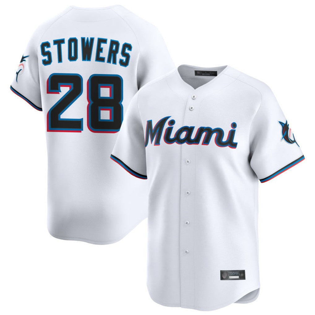 Yuxns M.Marlins #28 Kyle Stowers Player White  Home Limited Stitched Jerseys