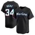 Yuxns M.Marlins #34 Liam Hicks Player Black Home Limited Stitched Jerseys