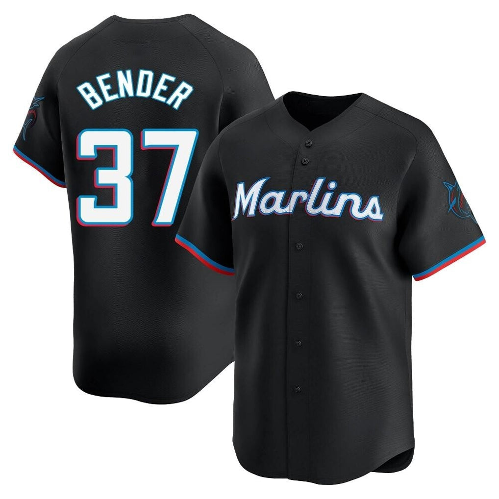 Yuxns M.Marlins #37 Anthony Bender Player Black  Home Limited Stitched Jerseys