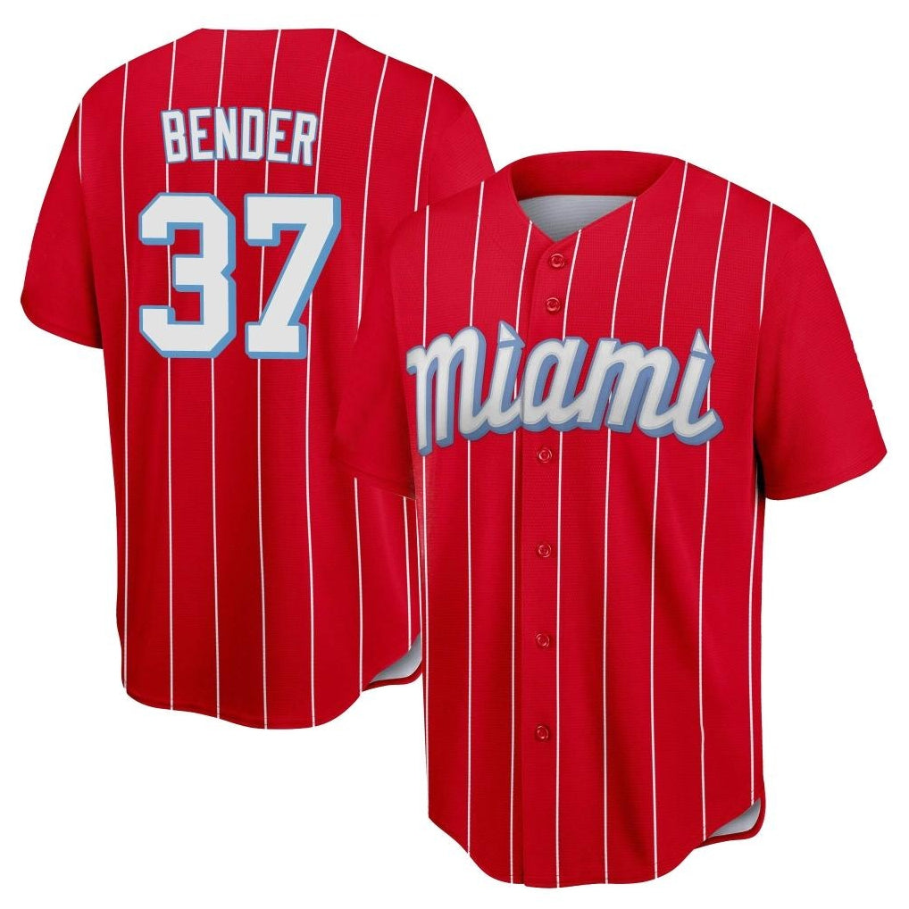 Yuxns M.Marlins #37 Anthony Bender Player Red City Connect Home Game Stitched Jerseys