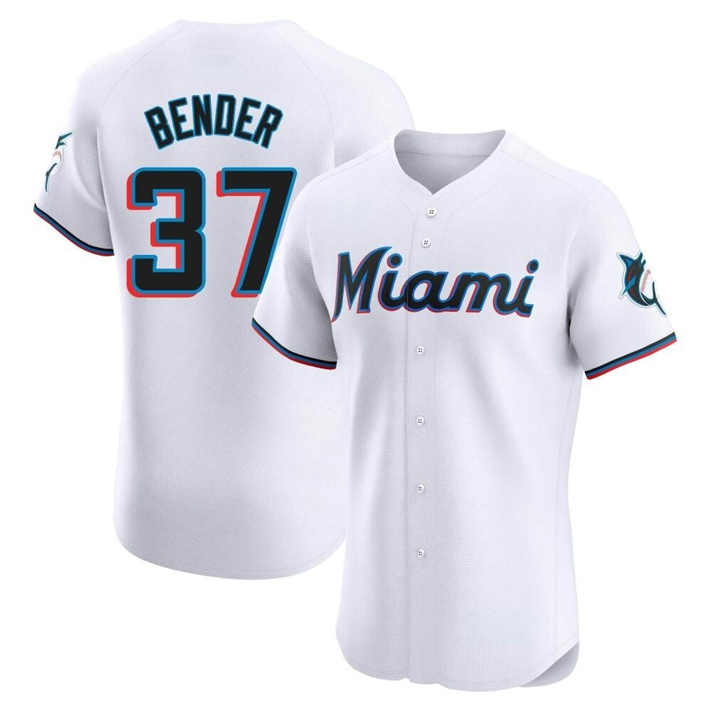 Yuxns M.Marlins #37 Anthony Bender Player White  Home Limited Elite Stitched Jerseys