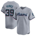 Yuxns M.Marlins #39 Eury Perez Player Gray Home Limited Stitched Jerseys