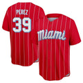 Yuxns M.Marlins #39 Eury Perez Player Red City Connect Home Game Stitched Jerseys