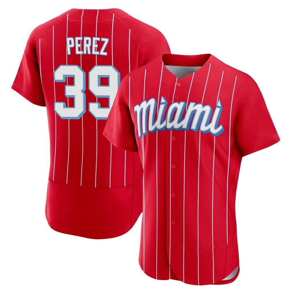 Yuxns M.Marlins #39 Eury Perez Player Red City Connect Home Limited Elite Stitched Jerseys
