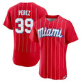 Yuxns M.Marlins #39 Eury Perez Player Red City Connect Home Limited Elite Stitched Jerseys