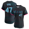 Yuxns M.Marlins #47 John King Player Black City Connect Home Limited Elite Stitched Jerseys