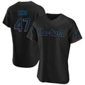 Yuxns M.Marlins #47 John King Player Black Home Limited Elite Stitched Jerseys