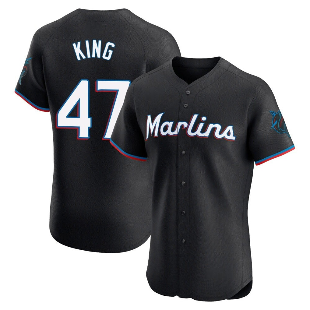 Yuxns M.Marlins #47 John King Player Black Vapor Home Limited Elite Stitched Jerseys