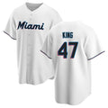 Yuxns M.Marlins #47 John King Player White  Home Game Stitched Jerseys