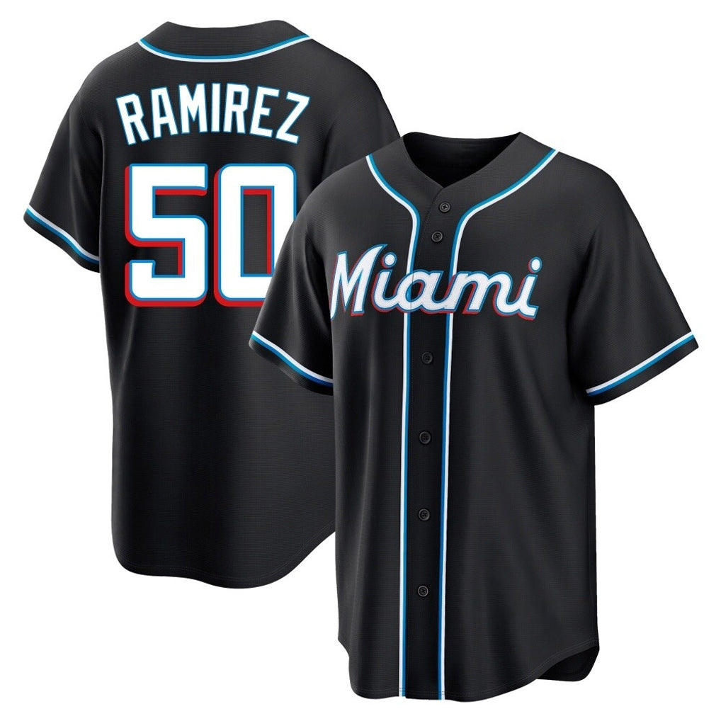 Yuxns M.Marlins #50 Agustin Ramirez Player Black Fashion Out Home Game Stitched Jerseys