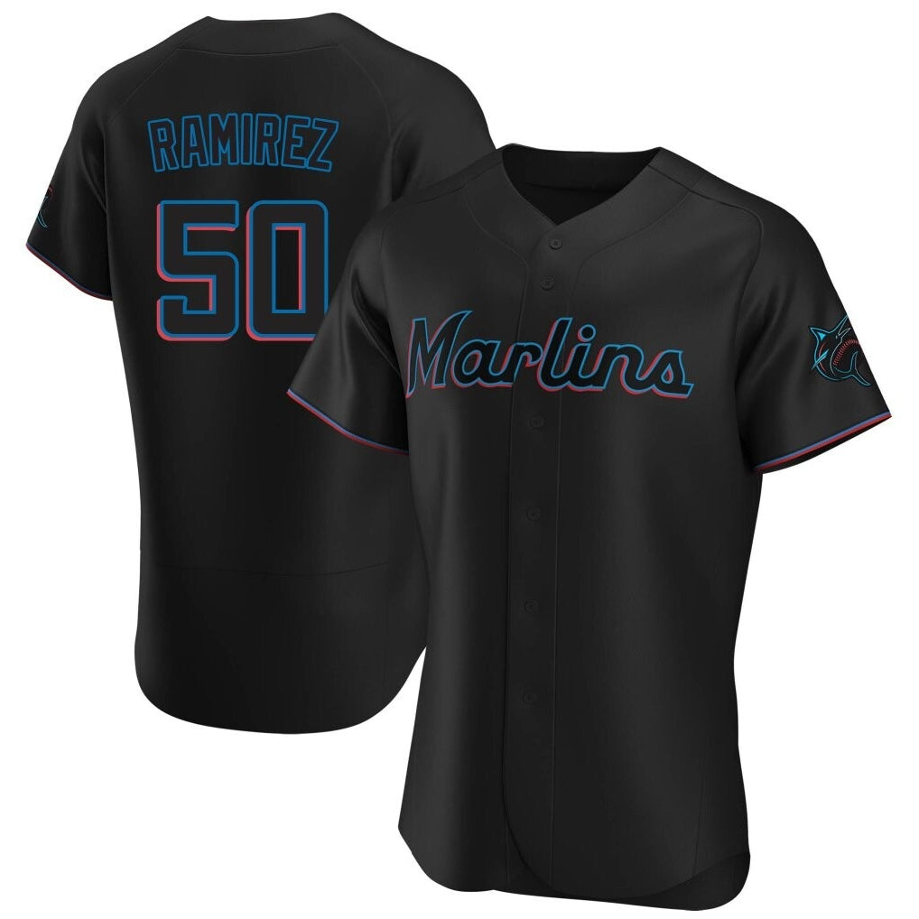 Yuxns M.Marlins #50 Agustin Ramirez Player Black Home Limited Elite Stitched Jerseys