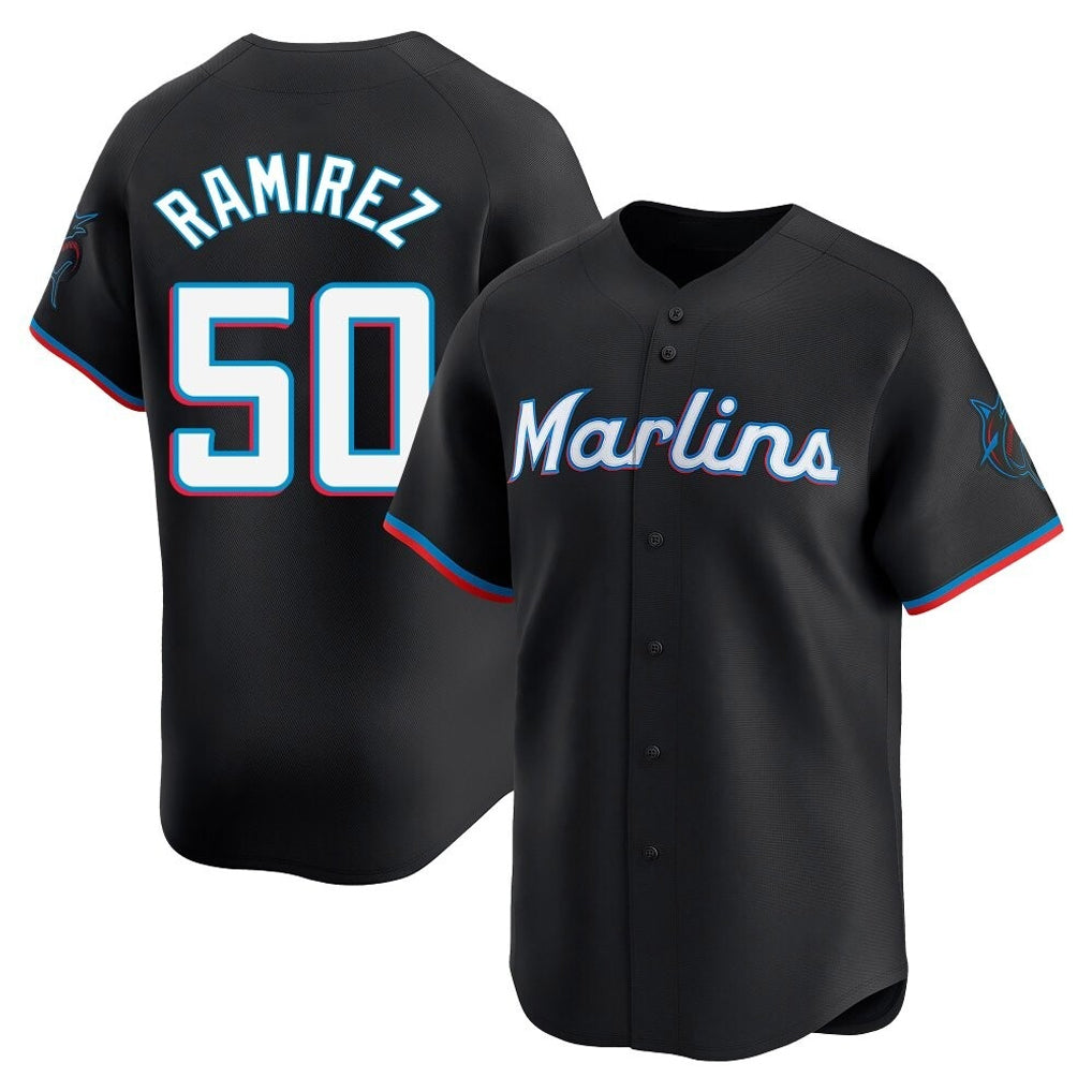 Yuxns M.Marlins #50 Agustin Ramirez Player Black  Home Limited Stitched Jerseys
