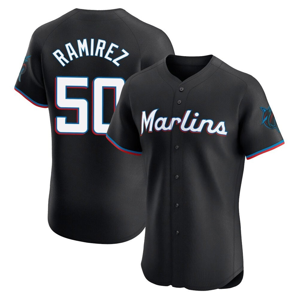 Yuxns M.Marlins #50 Agustin Ramirez Player Black Vapor Home Limited Elite Stitched Jerseys