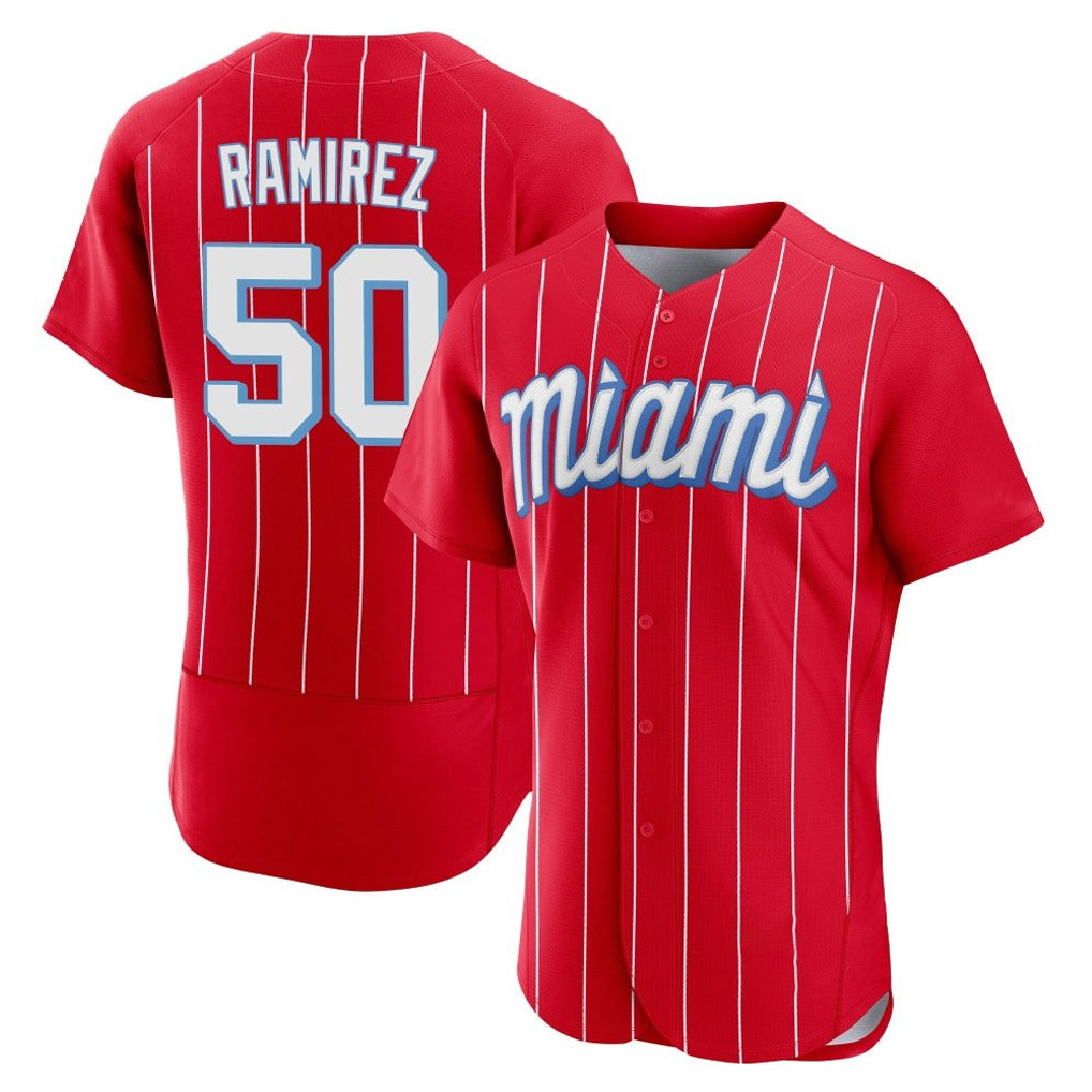 Yuxns M.Marlins #50 Agustin Ramirez Player Red City Connect Home Limited Elite Stitched Jerseys