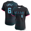 Yuxns M.Marlins #6 Otto Lopez Player Black City Connect Home Limited Elite Stitched Jerseys