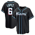 Yuxns M.Marlins #6 Otto Lopez Player Black Fashion Out Home Game Stitched Jerseys