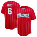 Yuxns M.Marlins #6 Otto Lopez Player Red City Connect Home Game Stitched Jerseys