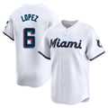 Yuxns M.Marlins #6 Otto Lopez Player White  Home Limited Stitched Jerseys