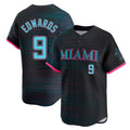 Yuxns M.Marlins #9 Xavier Edwards Player Black City Connect Home Limited Stitched Jerseys