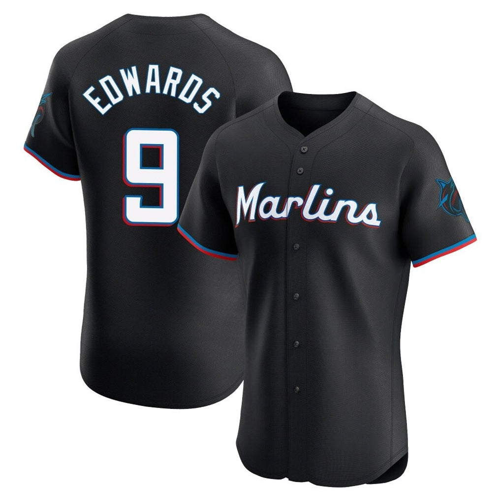 Yuxns M.Marlins #9 Xavier Edwards Player Black Vapor Home Limited Elite Stitched Jerseys