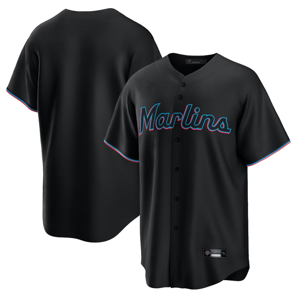 Yuxns M.Marlins ## Marlins Blank Player Black  Home Game Stitched Jerseys