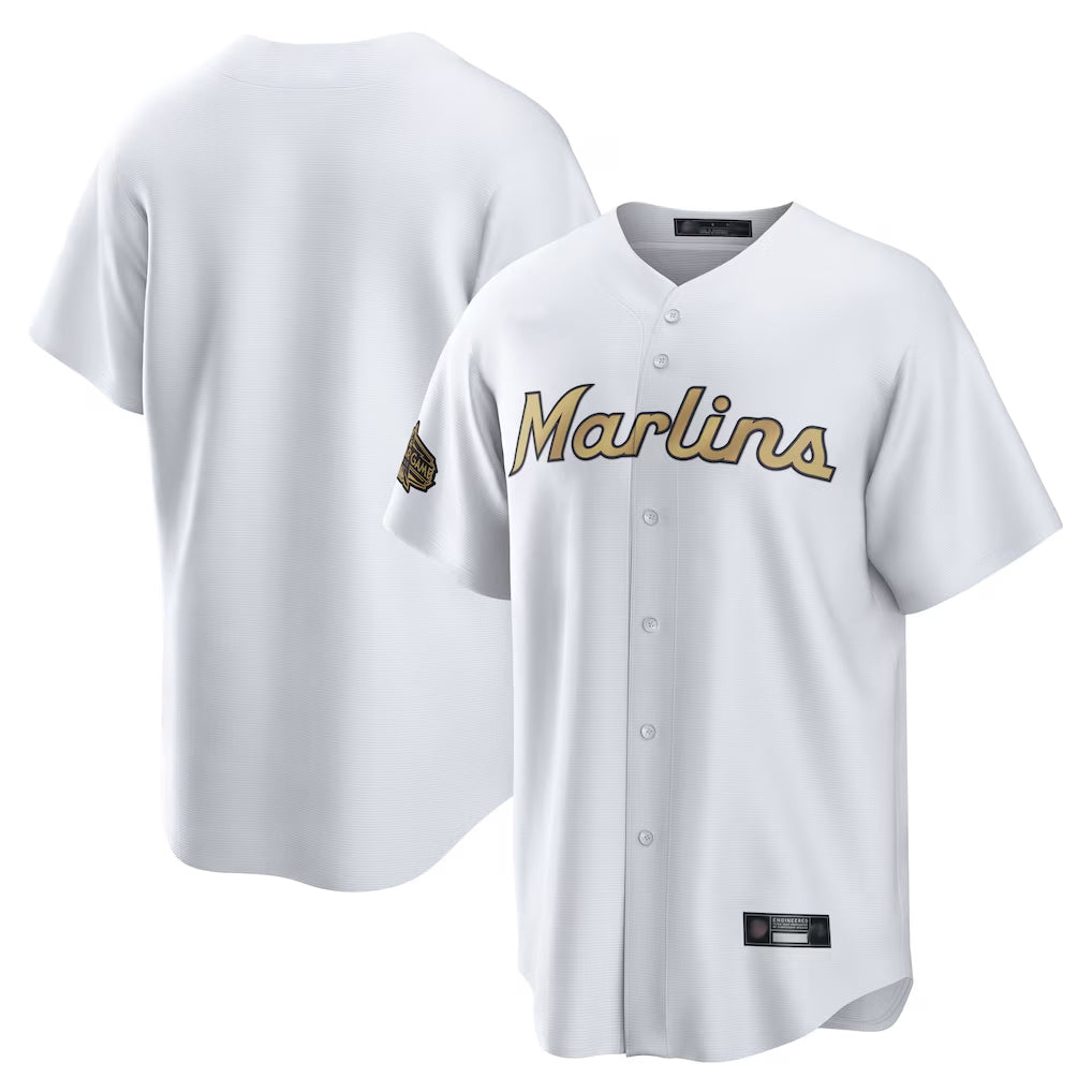 Yuxns M.Marlins ## Marlins Blank Player Gold  Home Game Stitched Jerseys
