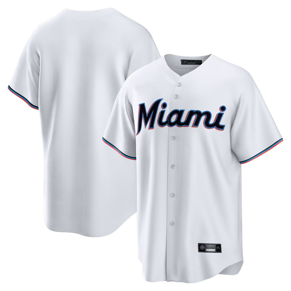 Yuxns M.Marlins ## Marlins Blank Player White  Home Game Stitched Jerseys