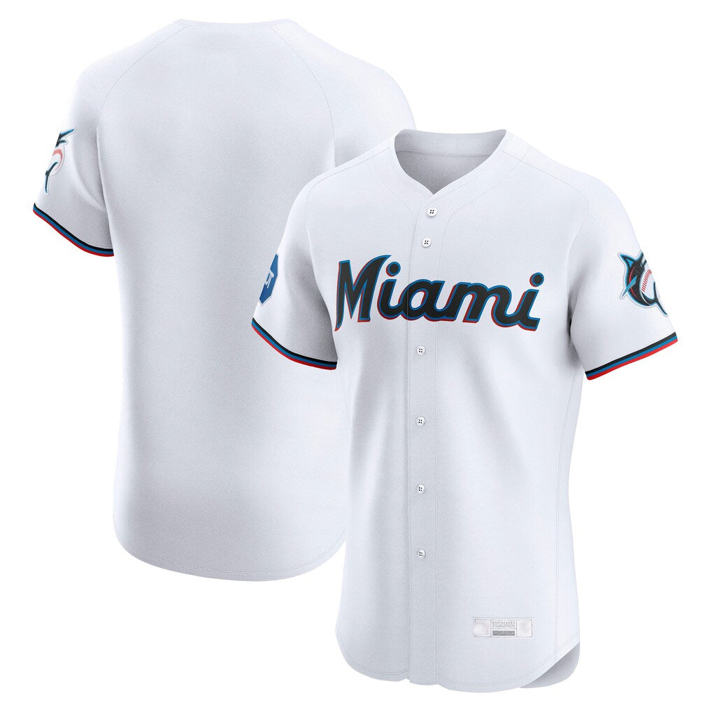 Yuxns M.Marlins ## Marlins Blank Player White  Home Limited Elite Stitched Jerseys