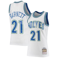 Yuxns M.Timberwolves #21 Kevin Garnett Mitchell & Ness White 199596 Hardwood Classics Swingman Stitched Jerseys