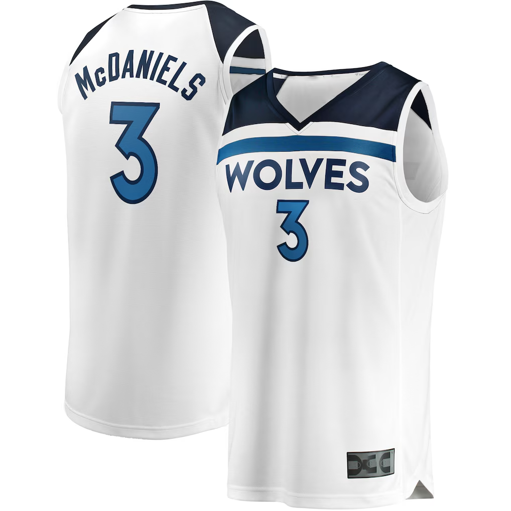 Yuxns M.Timberwolves #3 Jaden McDaniels White Fast Break Replica Player Stitched Jerseys - Association Edition