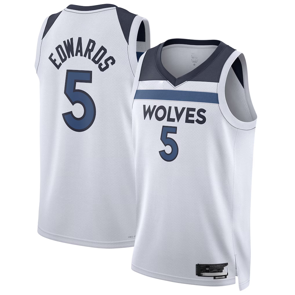 Yuxns M.Timberwolves #5 Anthony Edwards White Swingman Stitched Jerseys - Association Edition