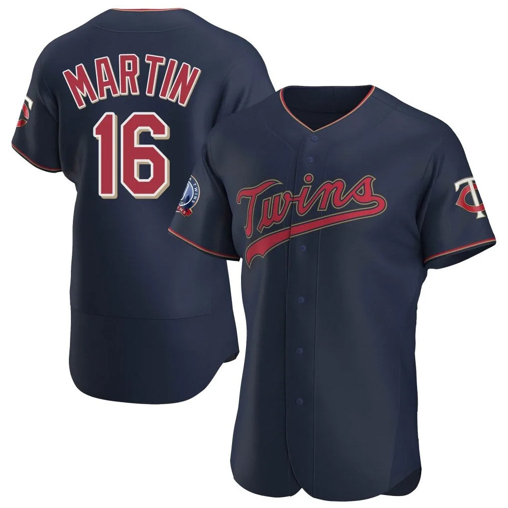 Yuxns M.Twins #16 Austin Martin Player Navy 60th Home Limited Elite Stitched Jerseys