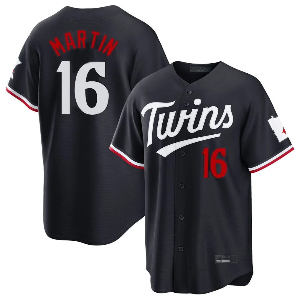 Yuxns M.Twins #16 Austin Martin Player Navy Home Game Stitched Jerseys