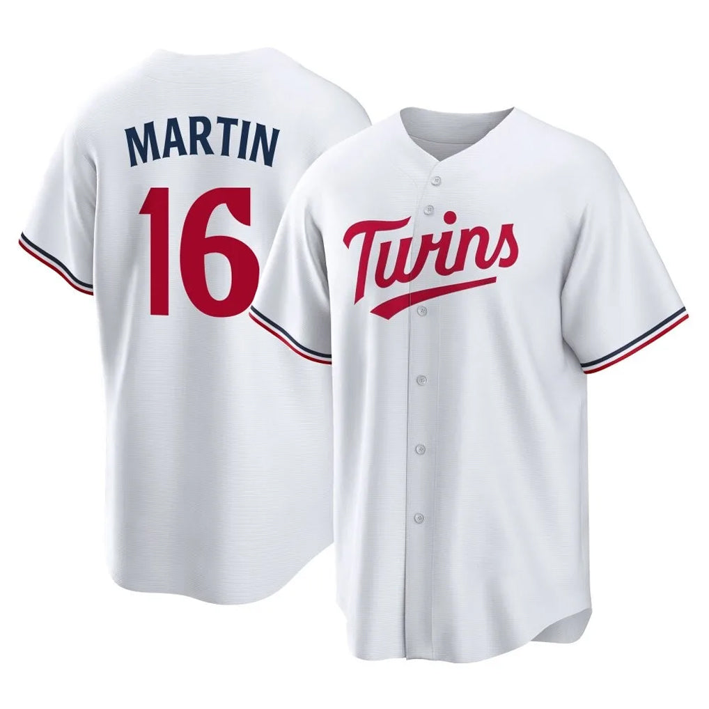 Yuxns M.Twins #16 Austin Martin Player White Home Game Stitched Jerseys