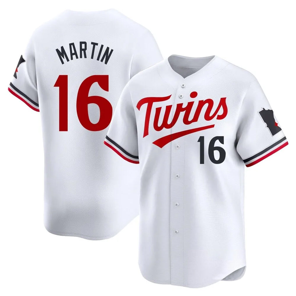 Yuxns M.Twins #16 Austin Martin Player White Home Limited Stitched Jerseys